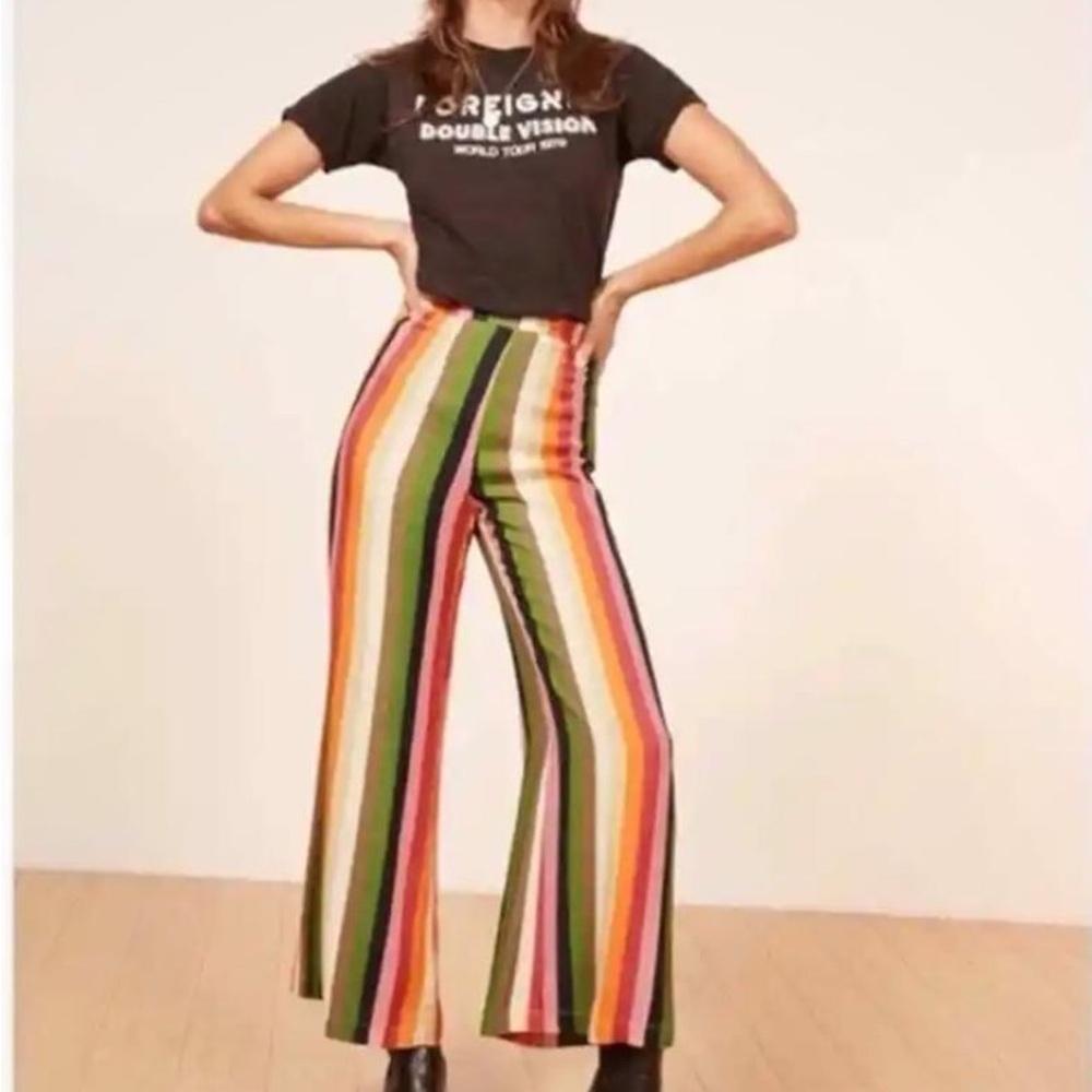 Reformation Clare Pant in Rainbow Stripe Size 8 P
